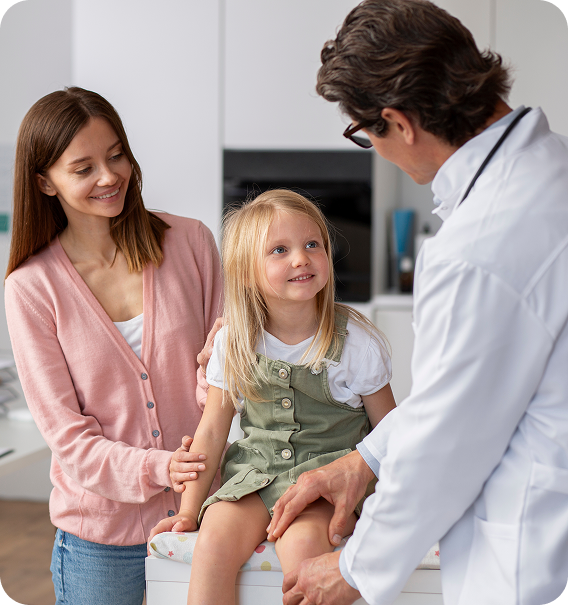 young-girl-with-her-mother-doctors-office-physical-examination 1